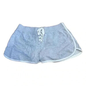 Aerie Offline Shortie Short Tie Up Elastic Waistband Gray Striped Size Medium